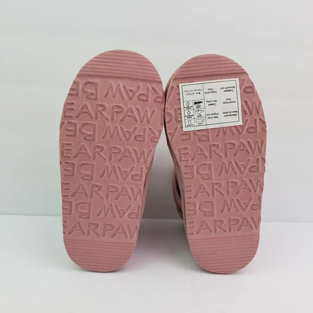 Bearpaw Haley Baby Toddler Girls Size 6 Pink Suede Pull On Wool Blend Boots